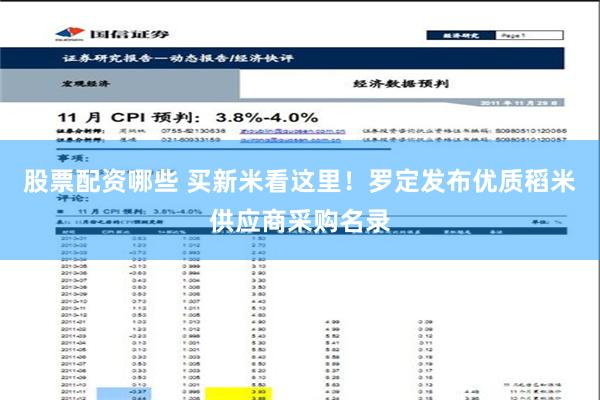 股票配资哪些 买新米看这里！罗定发布优质稻米供应商采购名录