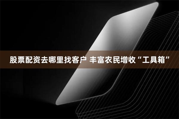 股票配资去哪里找客户 丰富农民增收“工具箱”