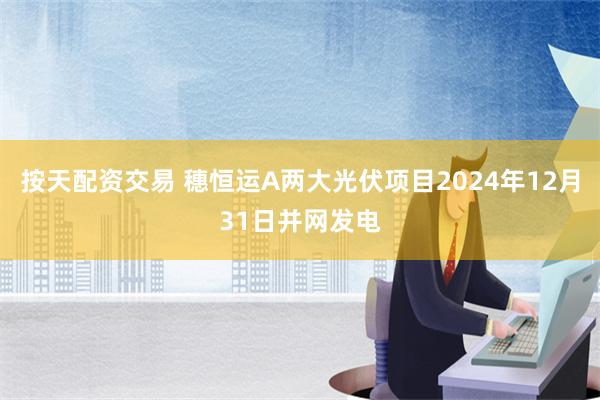 按天配资交易 穗恒运A两大光伏项目2024年12月31日并网发电